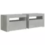 Comodini 2 pz con LED Grigio Cemento 60x35x40 cm