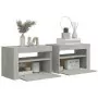 Comodini 2 pz con LED Grigio Cemento 60x35x40 cm