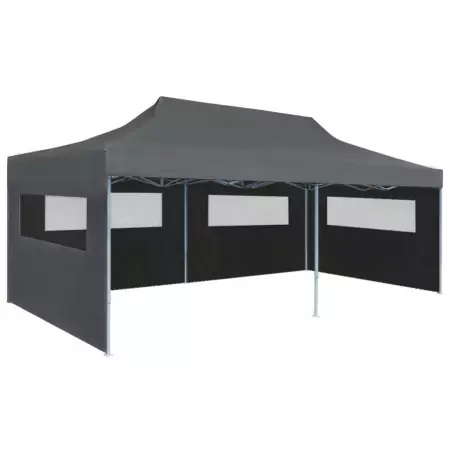 Tenda Pieghevole Pop-Up con Pareti Laterali 3x6 m Antracite