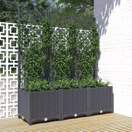 Fioriera da Giardino con Graticcio Grigio Scuro 120x40x136cm PP