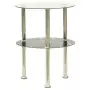 322789  2-Tier Side Table Transparent & Black 38 cm Tempered Glass