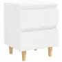 Comodino Gambe in Pino Massello 2 pz Bianco Laccato 40x35x50 cm