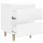 Comodino Gambe in Pino Massello 2 pz Bianco Laccato 40x35x50 cm