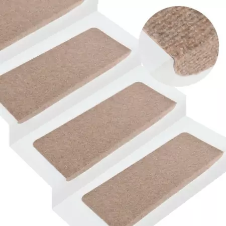 Tappetini Autoadesivi per Scale 15 pz 65x28 cm Beige