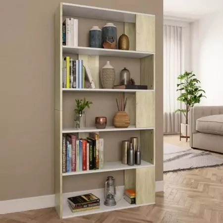 Libreria/Divisorio Bianco e Sonoma 80x24x159 cm