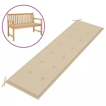 Cuscino per Panca da Giardino Beige 180x50x3 cm