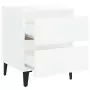 Comodini 2 pz Bianco Lucido 40x35x50 cm in Legno Multistrato