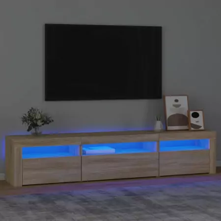 Mobile Porta TV con Luci LED Rovere Sonoma 195x35x40 cm