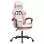 Sedia da Gaming con Poggiapiedi Bianco e Rosa in Similpelle