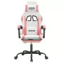 Sedia da Gaming con Poggiapiedi Bianco e Rosa in Similpelle