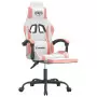 Sedia da Gaming con Poggiapiedi Bianco e Rosa in Similpelle