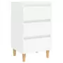 Comodino con Gambe in Legno Massello Bianco 40x35x69 cm