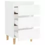 Comodino con Gambe in Legno Massello Bianco 40x35x69 cm