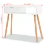 Tavolo Consolle in Legno di Pino Massello 80x30x72 cm Bianco