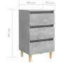 Comodini Gambe in Legno Massello 2 pz Grigio Cemento 40x35x69cm