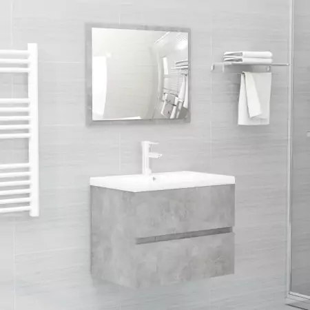 Set Mobili da Bagno Grigio Cemento in Truciolato