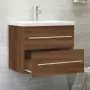 Mobile Bagno Lavabo Integrato Rovere Marrone Legno Multistrato