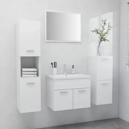 Set Mobili da Bagno Bianco in Truciolato