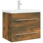 Mobile Bagno con Lavabo Integrato Rovere Fumo Legno Multistrato