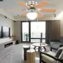 Ventilatore da Soffitto Decorato con Luce 82 cm Marrone Chiaro
