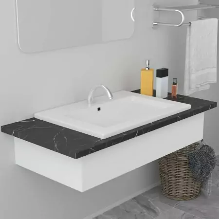 Lavabo da Incasso 61x39,5x18,5 cm in Ceramica Bianco