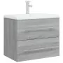 Mobile Bagno e Lavabo Integrato Grigio Sonoma Legno Multistrato