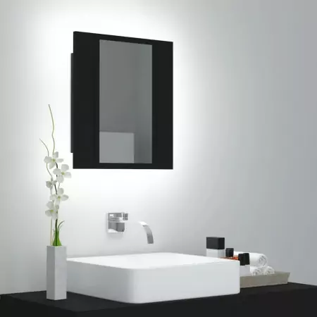 Armadietto a Specchio con Luci LED Nero 40x12x45 cm