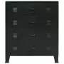 Cassettiera in Metallo in Stile Industriale 78x40x93 cm Nera