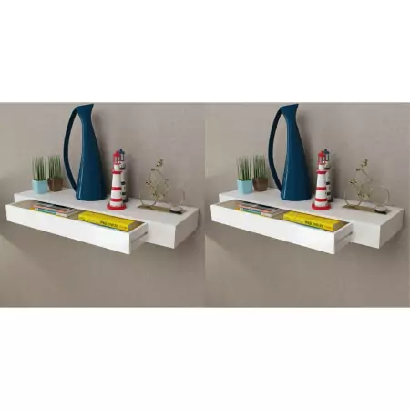 Mensole con Cassetti 2 pz Bianco 80 cm