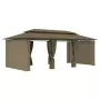 Gazebo con Tende 600x298x270 cm Grigio Talpa 180 g/m²