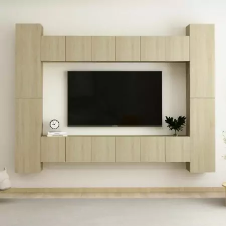 Set Porta TV 10 pz Rovere Sonoma in Truciolato