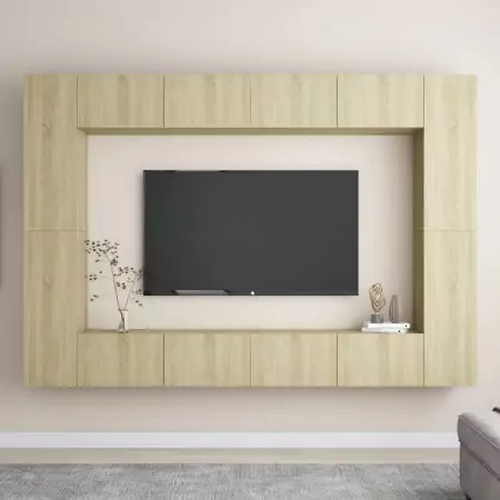 Set Porta TV 8 pz Rovere Sonoma in Truciolato