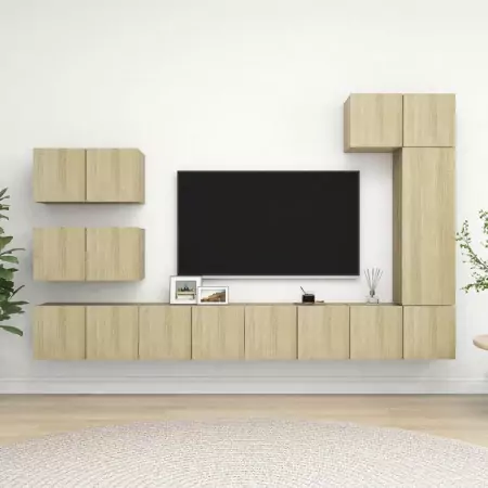 Set Porta TV 8 pz Rovere Sonoma in Truciolato