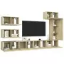 Set Porta TV 8 pz Rovere Sonoma in Truciolato