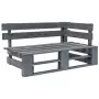 Divano Angolare da Giardino su Pallet Pino Impregnato Grigio