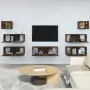 Set Mobili Porta TV 7 pz Rovere Marrone in Legno Multistrato