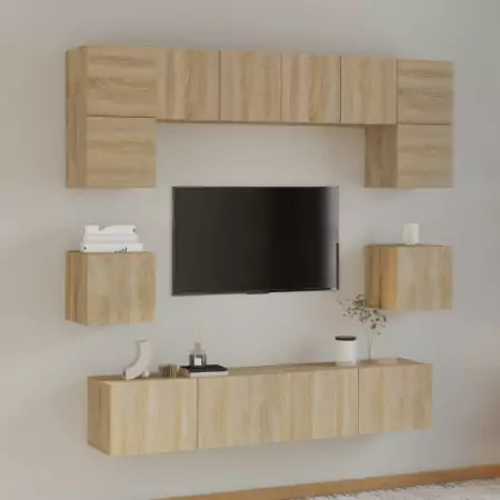 Set Mobili Porta TV 8pz Rovere Sonoma in Legno Multistrato