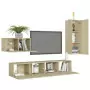 Set Porta TV 4 pz Rovere Sonoma in Truciolato