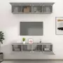 Mobili TV 4 pz Grigio Cemento 80x30x30 cm in Legno Multistrato