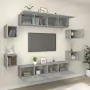 Set Mobili Porta TV 8pz Grigio Sonoma in Legno Multistrato