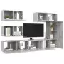 Set Porta TV 6 pz Grigio Cemento in Truciolato