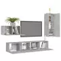 Set Porta TV 4 pz Grigio Cemento in Truciolato