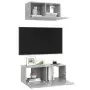 Set Porta TV 2 pz Grigio Cemento in Truciolato