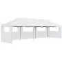 Tenda Pieghevole Pop-Up con 5 Pareti Laterali 3x9 m Bianca