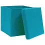 Scatole con Coperchi 10 pz Blu Baby 32x32x32 cm in Tessuto