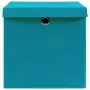 Scatole con Coperchi 10 pz Blu Baby 32x32x32 cm in Tessuto