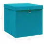 Scatole con Coperchi 10 pz Blu Baby 32x32x32 cm in Tessuto