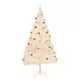 Albero di Natale Artificiale con Palline e LED 210 cm Bianco