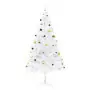 Albero di Natale Artificiale con Palline e LED 210 cm Bianco