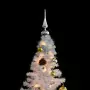 Albero di Natale Artificiale con Palline e LED 210 cm Bianco